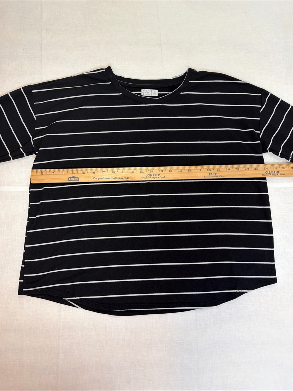 24/7 Maurices Black/White Striped 3/4 Sleeve Top Stretch Women's XXL Preppy - Picture 5 of 11